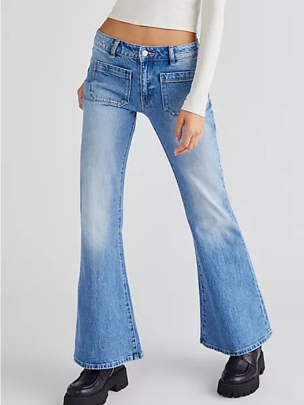 Free People Light Blue Flare Jeans